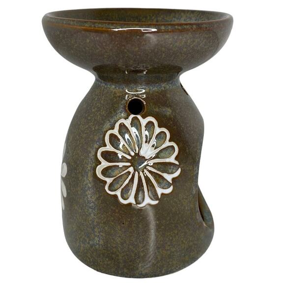 Oil Burner With Tea Light Holder for Aromatherapy Pottery Daisy Print - Picture 10 of 11